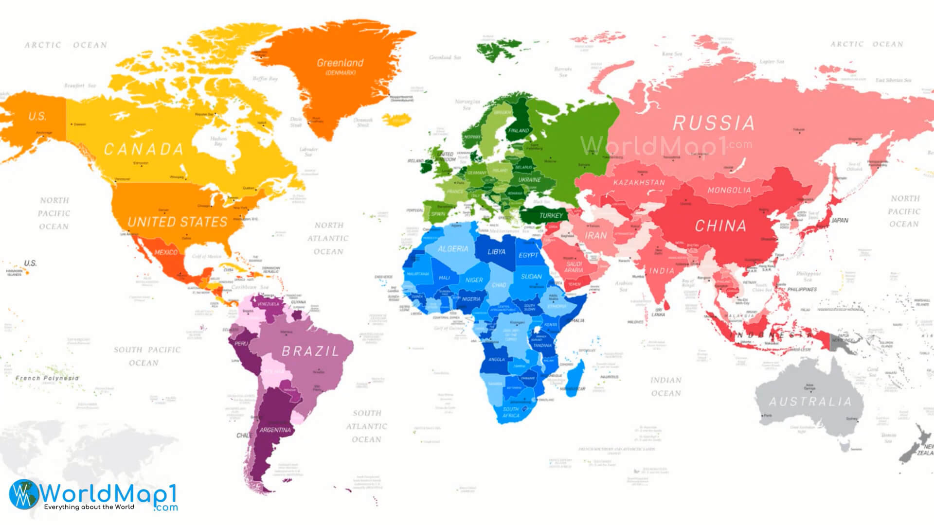 World Oceans and Europe Map